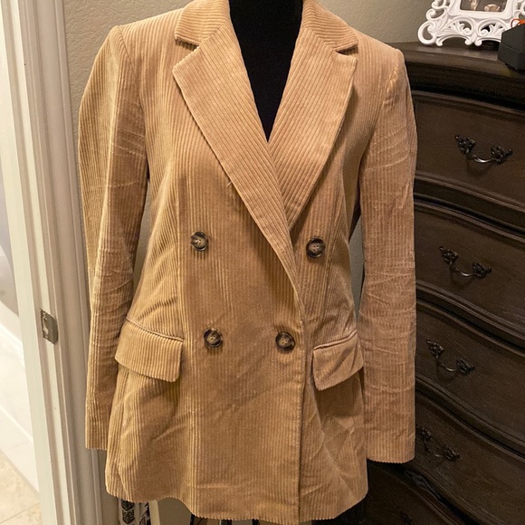 Tan Corduroy Double Breasted Blazer Size 4